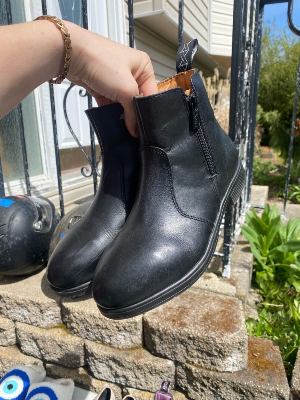 Women’s Black Leather Ankle Booties with Side Zip